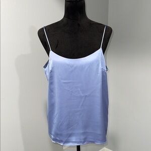 Essue Blue Camisole satin Top size large low open back NEW